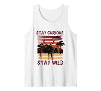 Curious Stay Wild Deer Sunset Nature Lover Outdoor Vintage Débardeur