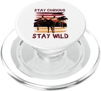 Curious Stay Wild Deer Sunset Nature Lover Outdoor Vintage PopSockets PopGrip pour MagSafe
