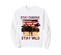 Curious Stay Wild Deer Sunset Nature Lover Outdoor Vintage Sweatshirt