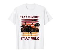 Curious Stay Wild Deer Sunset Nature Lover Outdoor Vintage T-Shirt