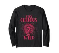 Curious Stay Wild Distressed Question Mark Motivational Manche Longue