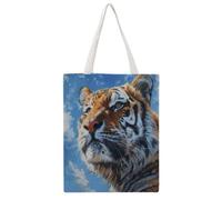 Curious Tiger 01 Sac fourre-tout en toile réutilisable et respectueux de l'environnement, sac à main décontracté et tendance, polyvalent et élégant pour les trajets et les activités de plein air, 38 x