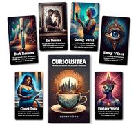 Curiousitea : The Realest Oracle for Decoding the Drama - Jeu de 60 cartes pour renverser le thé, vérifier les vibrations et déposer des reçus psychiques - Cartes de tarot avec mots-clés et