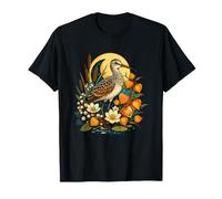 Curlew Scène Florale d'oiseau au Clair de Lune T-Shirt