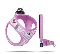 Curli Vest Harness Air-Mesh Pink-Circles XS & Leash M