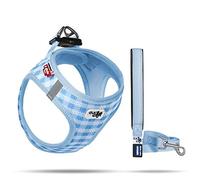 Curli Vest Harness Air-Mesh SkyBlue-Caro 3XS & Leash M