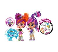 CURLIGIRLS- coffret de 2 poupées au cheveux magiques +1 animal. Tirez sur les cheveux ils frisent