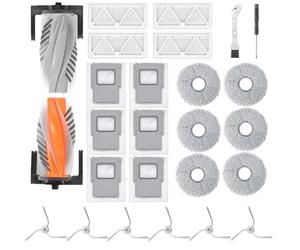 Curlingooㅤㅤ Lot de 25 pièces de rechange compatibles avec aspirateur robot DJI Romo, 1 brosse principale, 6 brosses latérales, 4 filtres, 6 sacs à poussière, 6 tampons de serpillère, 1 outil de