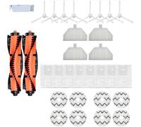 Curlingooㅤㅤ Lot de 30 accessoires compatibles avec aspirateur robot Roidmi EVA/SDJ06RM, pièces de rechange comprenant 2 rouleaux de brosse principale, 8 chiffons de serpillère, 4 filtres HEPA, 8