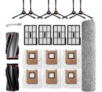 Curlingooㅤㅤ Pièces de rechange compatibles pour aspirateur robot Eufy E25 Omni / E28 Omni comprenant 1 brosse principale, 6 brosses latérales, 4 filtres, 1 rouleau de serpillère, 6 sacs à poussière, 1