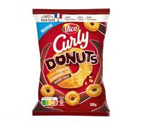 CURLY - Biscuits Apéritifs Donuts Soufflés Cacahuète Saveur Oignons Caramélisés - Sans Huile de Palme - Sans Colorant - Sans Conservateur - Avec du Maïs Français - le paquet de 100g - Le Lot De 4