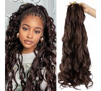 Curly Braiding Hair 24 Inch Pre Stretched Bouncy Braiding Hair Loose Wave Braiding Hair 8 Packs French Curly Hair,Braiding Hair With Curly Ends French Curl Braids Crochet Hair Extensions (4#, 24 inch)