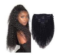 Curly Clip in Hair Extensions ，8 Pieces/Set Double Weft Brazilian Remy Human Hair for Black Women Installation et enlèvement faciles(12inches)