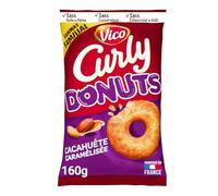 Curly - Donuts Cacahuète Caramélisée, Biscuits Salés Gourmands pour Apéritif, 160g - Lot De 4