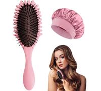 Curly Hair Brush with Silk Cap for Sleeping,Styling Brush for Curling,Combing and Shaping,Reduces Pulling and Separation of Curls,Curl Tool for Women