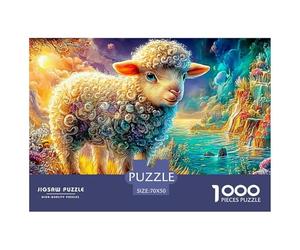 Curly Lamb by River in Dreamy Landscape Puzzle De 1000 Pièces Sheep Qualité Premium, Excellent Jeu pour Adultes Et Enfants 70x50cm/1000pcs