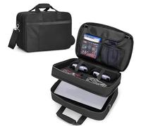 CURMIO Étui de Transport Compatible avec PS5, PS5 Slim, PS4, PS4 Pro, Sac de Rangement de Protection pour Manette, Disques de Jeu, Casque de Jeu et Autres Accessoires, Noir (Sac Vide)