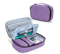CURMIO Étui pour Fournitures Diabétiques telles Que Glucomètre, Oxymètre, Médicaments, Épipen ou d’Autres Articles pour Diabète,Violet (Sac Vide)