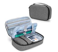 CURMIO Étui pour Fournitures Diabétiques telles Que Glucomètre, Oxymètre, Médicaments, Épipen ou d’Autres Articles pour Diabète,Gris (Sac Vide)