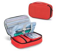 CURMIO Étui pour Fournitures Diabétiques telles que Glucomètre, Oxymètre, Médicaments, Épipen ou d’Autres Articles pour Diabète,Rouge (Sac Vide)