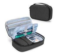 CURMIO Étui pour Fournitures Diabétiques telles que Glucomètre, Oxymètre, Médicaments, Épipen ou d’Autres Articles pour Diabète,Noir (Sac Vide)