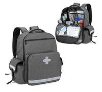 CURMIO Sac à Dos Médical, Sacoche pour Trousse de Premiers Secours avec Sangles Rembourrées et Coussinet pour Les Secouristes, Gris (Sac Vide, Brevet en Instance)