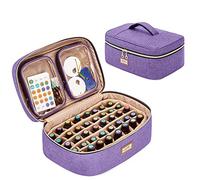 CURMIO Sac de Rangement pour l’Huile Essentielle, Boite de l’Huile Essentielle Portable pour 40 Flacons (5-30 ml),Étui de Transport pour Vernis à Ongles et Accessoires, Violet