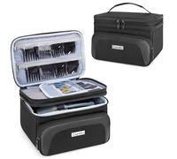 CURMIO Sac de Transport pour Tondeuse à Cheveux, Double Couche Étui Organisateur Compatible avec SUPRENT/Hatteker/Wahl Tondeuse et Autres Outils de Coiffure, Noir