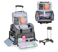 CURMIO Sac de Travail pour Enseignant, Mallettes à Roulette pour Professeur Adapté Aux Ordinateurs Portables de 15,6", Gris (Design Breveté)