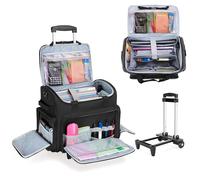 CURMIO Sac de Travail pour Enseignant, Mallettes à Roulette pour Professeur Adapté Aux Ordinateurs Portables de 15,6", Noir (Design Breveté)