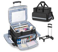 CURMIO Sac de Travail pour Enseignant, Mallettes à roulettes pour Ordinateur Portable 14'', Sacoche Trolley Multifonction pour l'enseignement, Le Bureau, l'artisanat, Noir