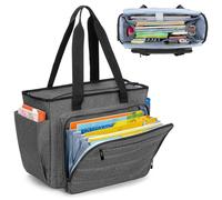 CURMIO Sac de Travail pour Enseignant, Sac pour Professeur avec Poche Organisatrice à Accordéon, Sac Utilitaire pour Ordinateur Portable, Matériel Pédagogique, Gris