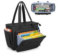 CURMIO Sac de Travail pour Enseignant, Sac pour Professeur avec Poche Organisatrice à Accordéon, Sac Utilitaire pour Ordinateur Portable, Matériel Pédagogique, Noir