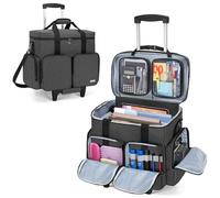 CURMIO Sac de Travail pour Enseignant, Sacoche à roulettes pour Ordinateur Portable de 15,6", Sac de Rangement Trolley pour Fournitures d'enseignant, Outils, Fournitures de Bureau, Artisanat, Noir