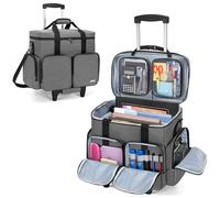 CURMIO Sac de Travail pour Enseignant, Sacoche à roulettes pour Ordinateur Portable de 15,6", Sac de Rangement Trolley pour Fournitures d'enseignant, Outils, Fournitures de Bureau, Artisanat, Gris
