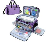 CURMIO Sac Machine à Coudre Portative, Étui Portable pour la Plupart des Machines et Les Accessoires Standard, Sacoche de Rangement avec Bandoulière et Plusieurs Poches, Violet, Sac Seulement