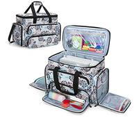 CURMIO Sac Machine à Coudre Portative, Étui Portable pour la Plupart des Machines et Les Accessoires Standard, Sacoche de Rangement avec Bandoulière et Plusieurs Poches, Pissenlit, Sac Uniquement