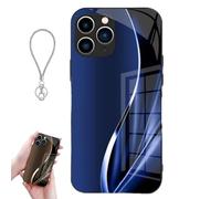 Curranet Dazzle Color Flow Case for iPhone,HD Gradient Glass Back Simple Case,Full-Cover Anti-Drop Simple Cover for iPhone 11-16 Series (for iPhone14,Bleu)