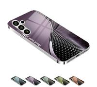 Curranet Scale Pattern Hard Case for Samsung, Curranet Plating Tempered Glass, Anti-Scratch Shockproof Protective Case for Samsung S25 S24 S23 S22 S21 S20 Series (S24,Purple)
