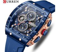 CURREN mode hommes montre marque unique design carré luxe quartz sport bande montres hommes étanche RED
