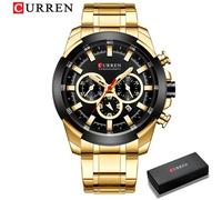 CURREN Montre à Quartz pour hommes Gold , montre Bracelet à la mode, chronographe, en acier inoxydable