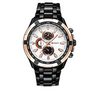 CURREN Montre analogique à quartz étanche en acier inoxydable pour homme, blanc, Bracelet