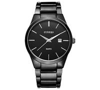 CURREN Montre Analogique à Quartz pour Homme avec Bracelet en Acier Noir et Argent, Date, Style Classique