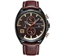 Curren Montre analogique à Quartz pour Homme, Bracelet en Acier Inoxydable étanche et Tendance Marron