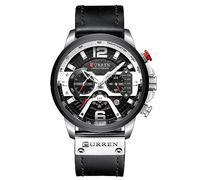 CURREN Montre à quartz analogique pour homme avec calendrier et bracelet en cuir, Chronographe, mouvement à quartz