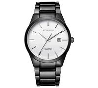 CURREN Montre bracelet pour homme - Classique - Noir/Argent - Bracelet en acier - Mouvement à quartz - Analogique - Avec date - Pour homme, noir blanc