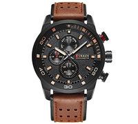 CURREN Montre de sport étanche pour homme avec bracelet en cuir Marron 8250, marron, Classique