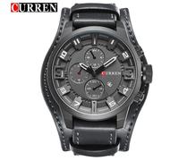 Curren Montres Hommes Hommes de luxe Sport Quartz Montre Cuir Casual Homme Horloge Montres-bracelets gris
