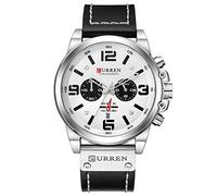 CURREN Reloj Hombre Montre chronographe de sport pour homme avec date, argenté/blanc, Sangle