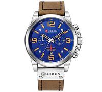 CURREN Reloj Hombre Montre chronographe de sport pour homme avec date, Bleu argenté, Sangle